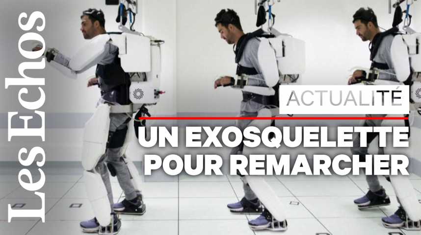 Illustration pour la vidéo Un exosquelette permet à un patient tétraplégique de marcher