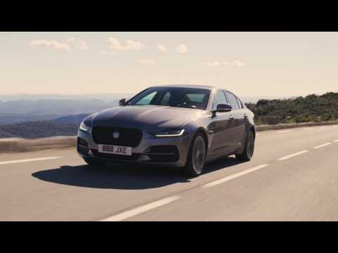 New Jaguar XE in Eiger grey Driving in Southern France