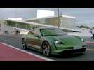 The new Porsche Taycan Turbo S in Mamba Green Driving Video