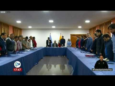 Ecuador president, protest leaders begin talks to end violence