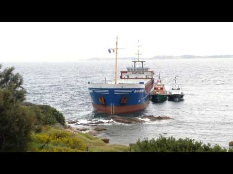 Cargo ship runs aground in Corsica