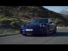 The new Porsche Taycan Turbo in blue Driving Video