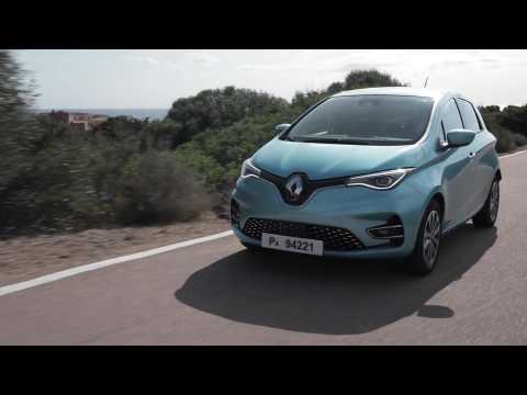 2019 New Renault ZOE Z.E. 50 in Celadon Blue Colour tests drive in Sardinia