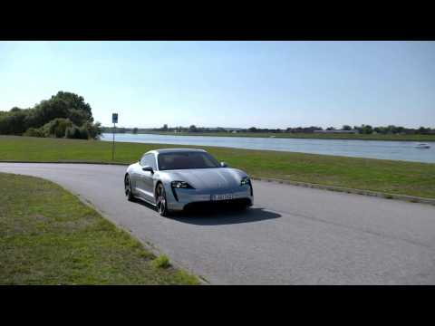 Porsche Taycan Turbo S in Dolomite Silver Metallic Driving Video