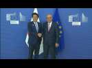 Japanese Prime Minister meets Jean-Claude Juncker in Brussels