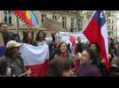 Protesters in Paris gather outside Chilean embassy