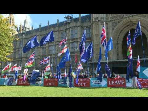 Scene outside British Parliament ahead of Brexit deal debate