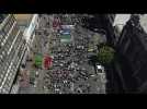 Aerial shots of thousands of protesters in streets of Chile
