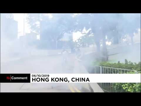 Tear gas  fired at protesters in Hong Kong during protests