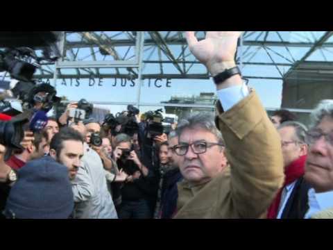 Hard-left leader Jean-Luc Melenchon arrives in court
