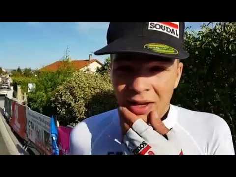 Réaction de Florian Vermeesch (Lotto-Soudal), vainqueur de la première étape du Tour de Moselle à Boust.