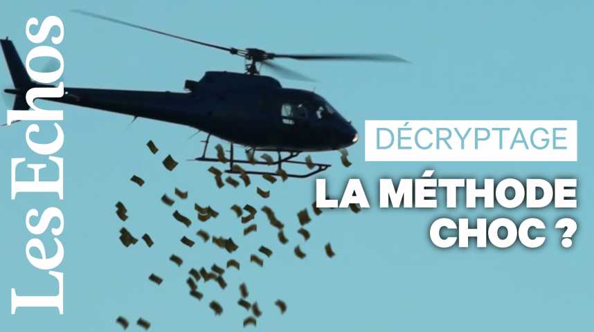 Illustration pour la vidéo Un hélicoptère qui lance des billets : l’arme ultime pour relancer l’économie ?