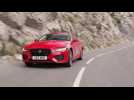 New Jaguar XE in Caldera red Driving in Southern France