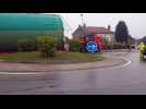 Convoi exceptionnel transportant un bac de stockage pour l'industrie chimique a quitté l'entreprise Honoré SA située à Les Forges