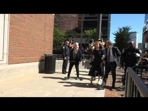 Felicity Huffman arrives at court in Boston