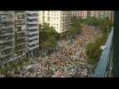 General strike in Catalonia as 'freedom marchers' walk in Barcelona