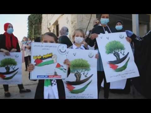 Palestinian women's protest against the Emirates-Bahrain agreement