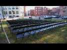 Empty chairs in Lawrence in honor of COVID-19 victims