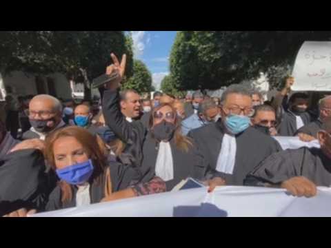 Tunisian lawyers protest against the assault on a fellow by police