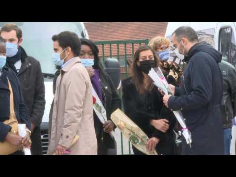 France: Local residents and parents pay tribute to the murdered teacher