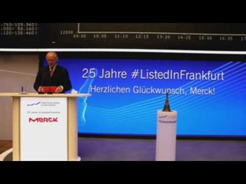 German company Merck celebrates 25th anniversary at Frankfurt Stock Exchange