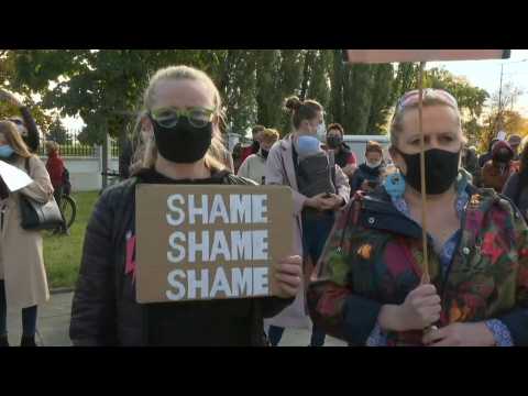 Protest in Warsaw against near-total abortion ban