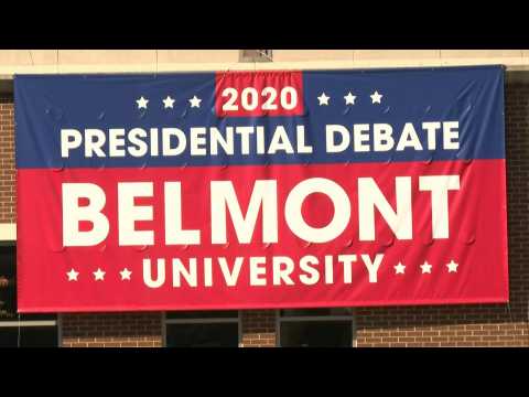 Exterior view of the venue at Belmont University ahead of final presidential debate