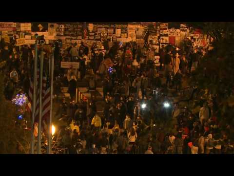 Aerial images of large crowd at BLM Plaza ahead of election results