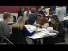 Election workers in Pennsylvania count mail-in ballots in US election