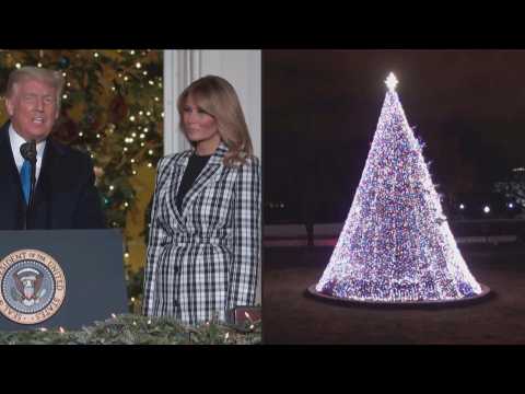 Melania Trump lights up the national Christmas tree at the White House