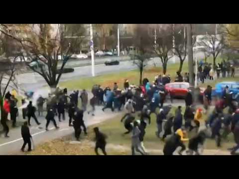Police use tear gas against protesters in Minsk during demo against Lukashenko