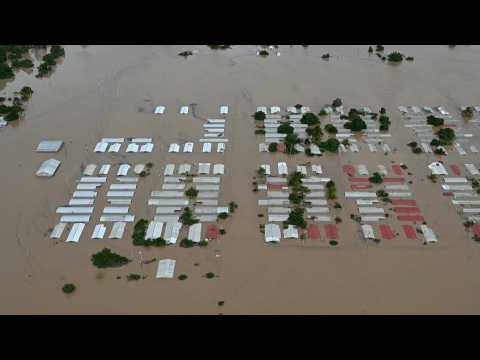 AERIAL SHOTS: severe flooding caused by Iota in northern Honduras