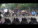 Water cannons used on anti-government protesters in Thailand