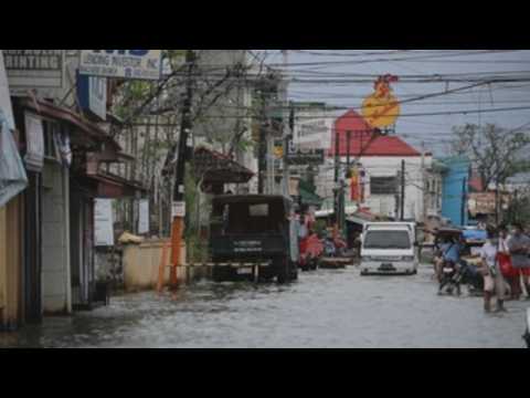 Southern town of Macabebe in Philippines flooded by Typhoon Molave