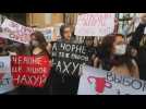 Ukrainian women protest in support of Polish women after anti-abortion ruling