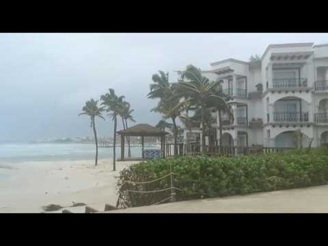 Strong winds in Mexico' Playa del Carmen resort as Hurricane Zeta approaches