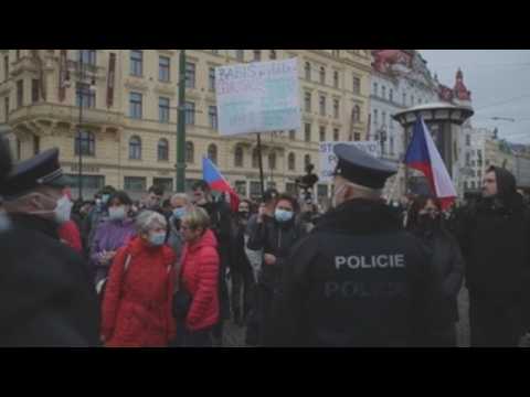 Protests in Prague against curfew
