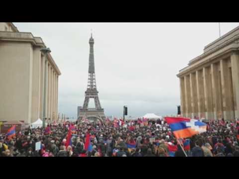 French-Armenian community protest against Turkey in Paris
