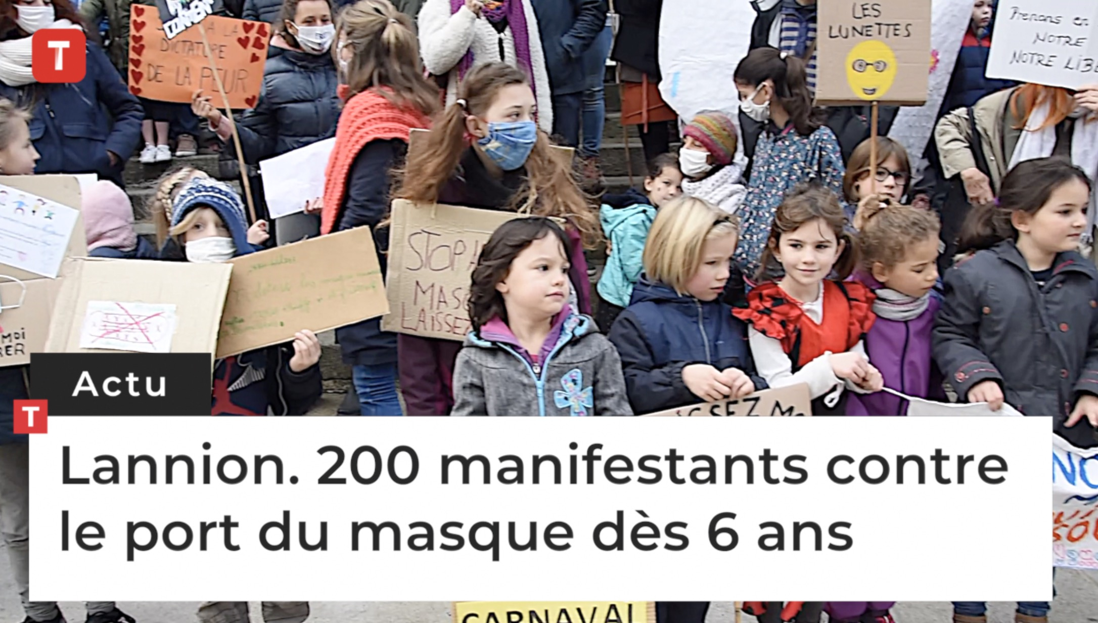 Lannion. 200 manifestants contre le port du masque dès 6 ans (Le Télégramme)