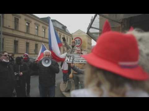 Business owners protest against coronavirus measures in Prague
