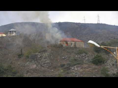 Houses burn ahead of the handover of Lachin district to Azerbaijan