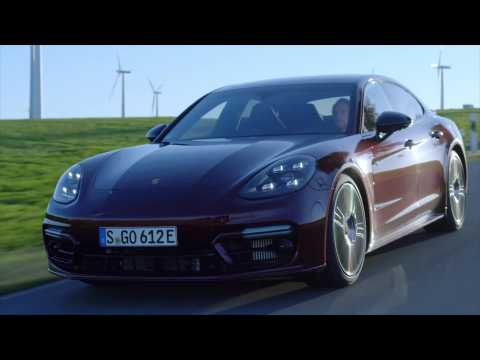 The new Porsche Panamera 4 E-Hybrid In Cherry Metallic Driving Video