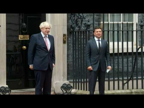 Ukrainian President Zelensky arrives to meet Britain's Boris Johnson