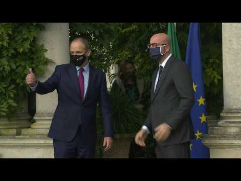 EU Council president Charles Michel arrives to meet Irish Prime Minister in Dublin