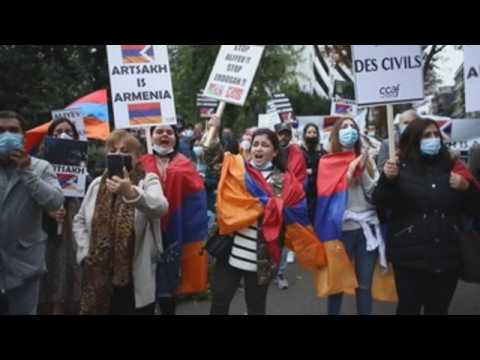 Protest of Franco-Armenian community in front of Turkish Embassy in Paris