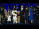 Biden joined by family on stage following victory speech