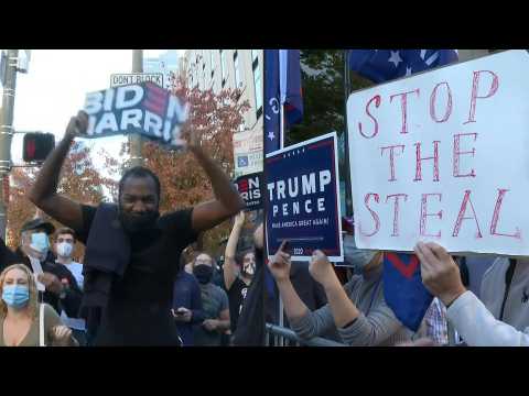 Jubilation and devastation: Biden and Trump supporters gather in Philadelphia
