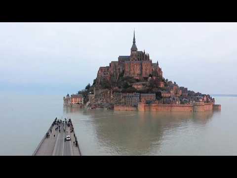 Mont-Saint-Michel becomes an island during high tides