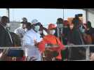 Ivorian President Ouattara arrives for final rally before election - Label : AFPTV - First images - Category : News