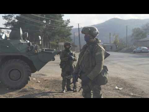 Russian troops patrol Karabakh road